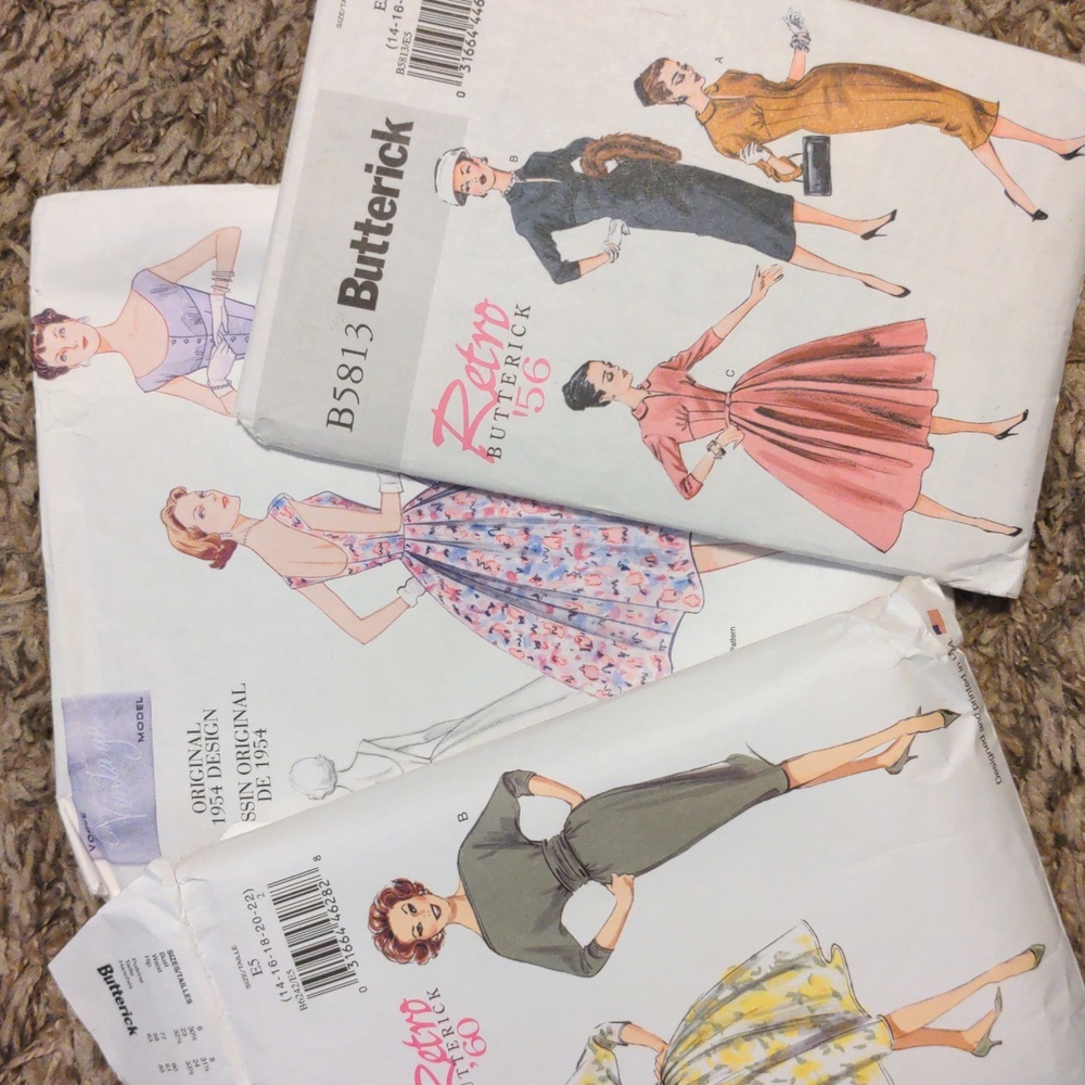 **SOLD**Lot Of 3 50s-60s Repro Vintage Sewing Patterns 14-22 Butterick & Vogue